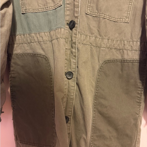 We The Free Sz M Green Utility Cargo Midi Casual Oversized Button Front Jacket - Picture 8 of 13